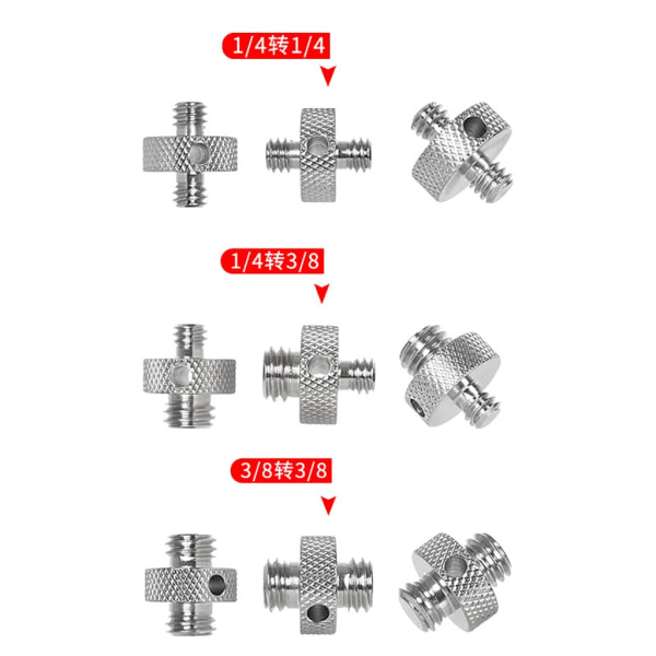 1/4\" til 1/4\" 1/4\" til 3/8\" 3/8\" til 3/8\" han-skrueadapter til kamera null - C