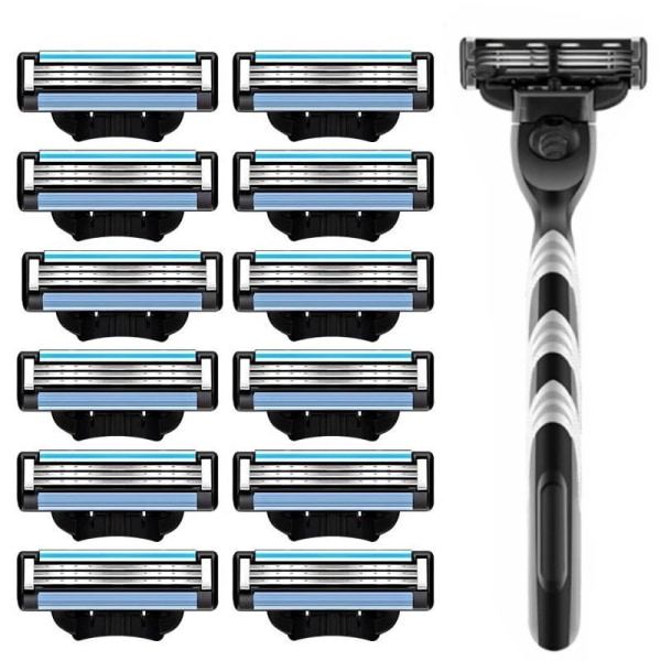 3-lags barberblad, manuell barbermaskin for menn i rustfritt stål, retro våt barbering, gjenbrukbar barberhøvel 16Blader 16Blades