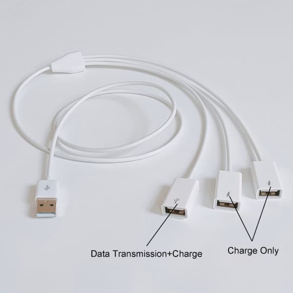 Bærbar 3 i 1 USB-splitter med flere USB-porte USB-forlængerkabel 1m/3.3ft Sort