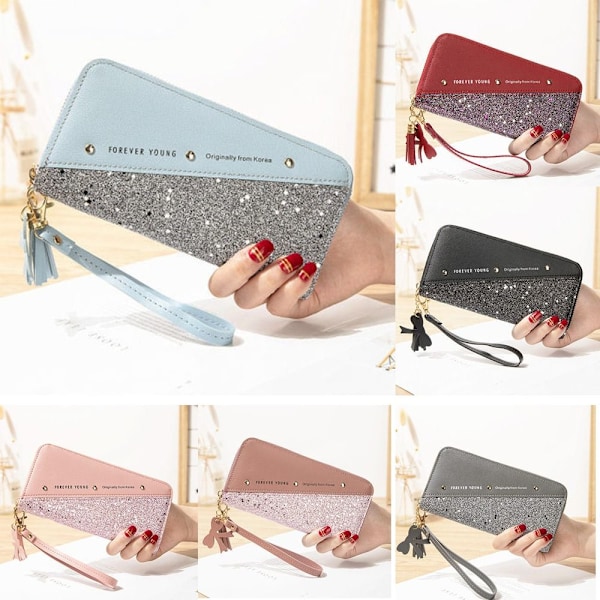 Dam Kortfodral Plånbok Clutch Väska PU Läder Myntbörs Gray
