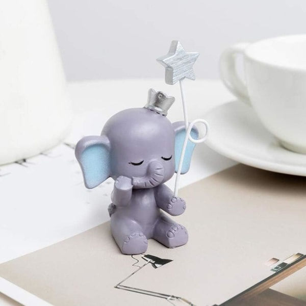 Harpiks Kagefigur Sød Elefant Staty Stjerne Ornament Kage Lilla