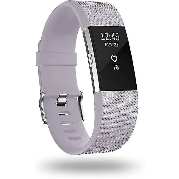 Ersättningsband kompatibla med Fitbit Charge 2, Classic & Special Edition justerbara sportarmband Lavender med Slight Gray Lavender with Slight Gray Small