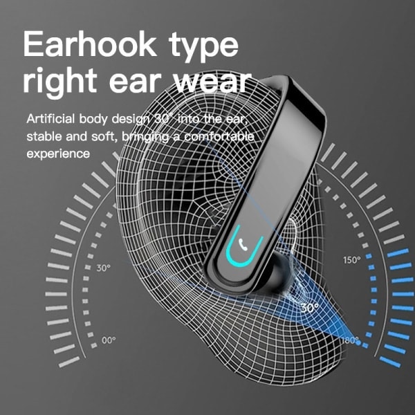 Trådlösa Bluetooth-hörlurar, Vattentäta Sporthörlurar, Stereo Brusreducerande Hörlurar, In-Ear-hörlurar med Mikrofon för Smartphone Svart Black