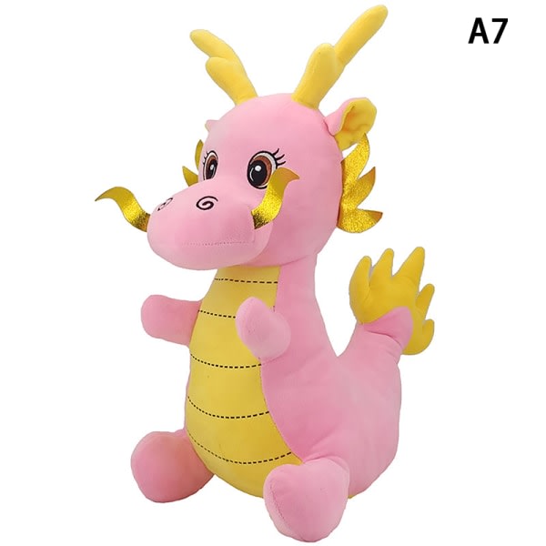 12/16/20CM 2024 kinesiskt nyår Dragon Mascot Doll Plyschleksak 16CM Rosa