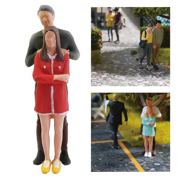 Skala 2x1:64 Handmålad Miniatyrmodell Parfigurer Park Diorama Röd A