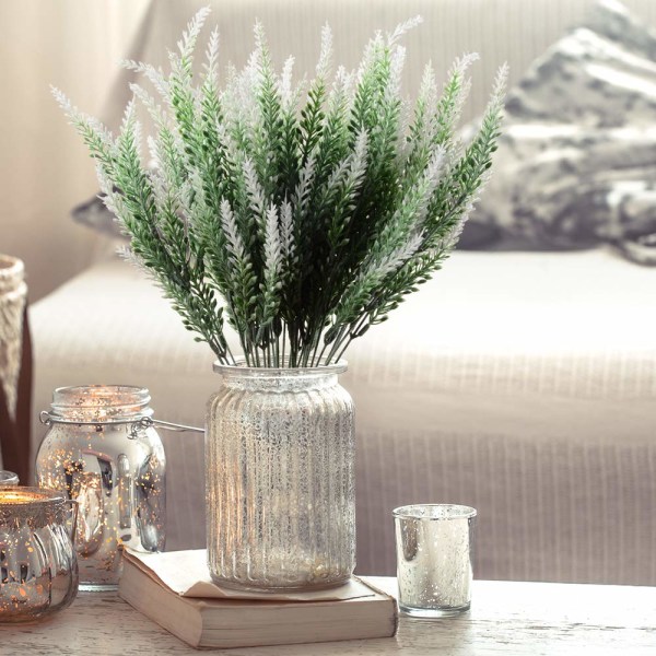 Kunstige blomster 6 bundter lavendelbuket til bryllup hjem