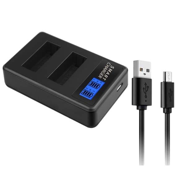 LP E12 Batterilader LCD Display, Dobbelt USB Opladning til Canon EOS M, EOS M2