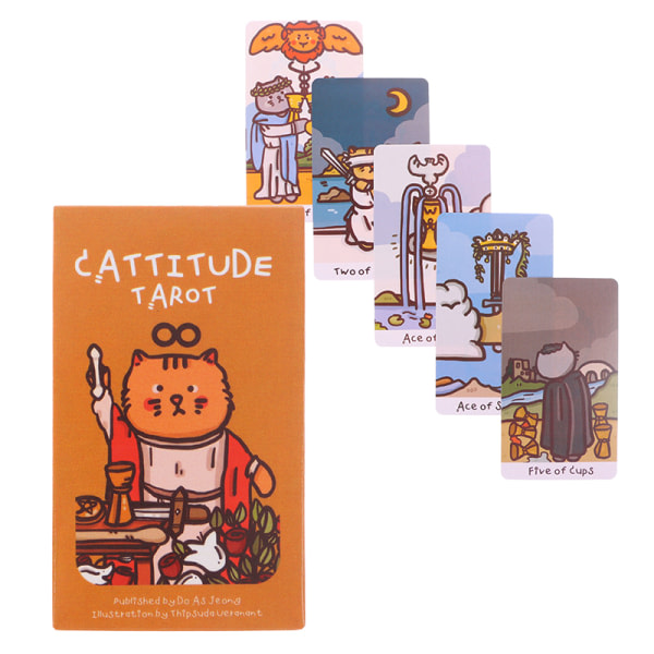 Cattitude Tarot Card Prophecy Fate Divination Deck Family Party Flerfärgad en one size