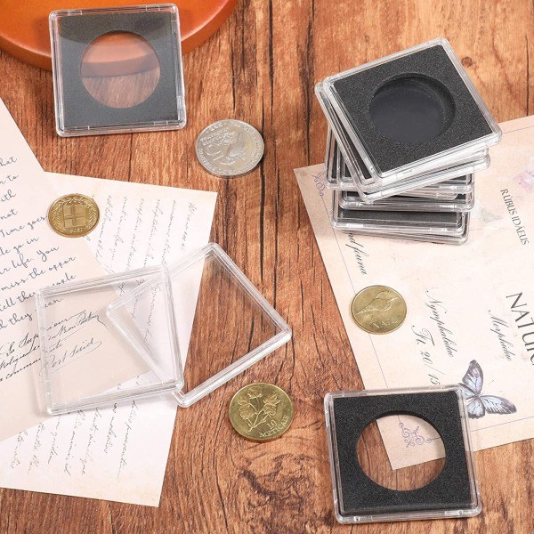 Akryl Myntopbevaringskasser 12 stk Kapsel Dollar Mynt Snaps Badge Samlingsboks