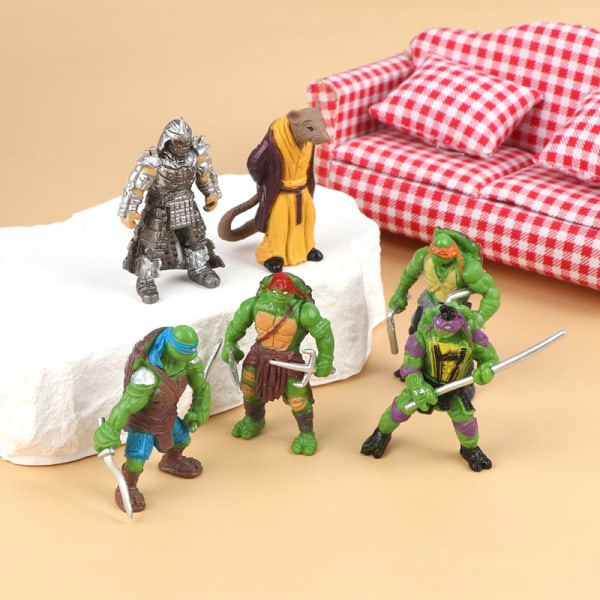 1Set Teenage Mutant Turtle Anime Figurer Modell Dockhus Dockor