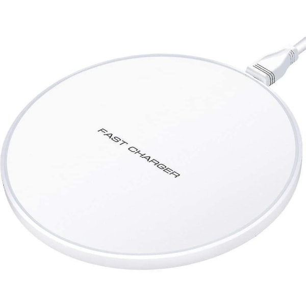Trådlös laddare, 15W trådlös laddningsplatta kompatibel med iPhone 12 Pro /12/11 Pro /11 /XS/XS Max/X / 8, Snabbladdning för Samsung Galaxy S20 /S10 /S10+ /S9 /S8 /Note 8,(vit)