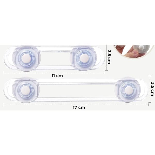 Barnesikring Dørstopper - 12 Transparente Blokker for Skap- og Vindusbeskyttelse (9+3 Stykker)