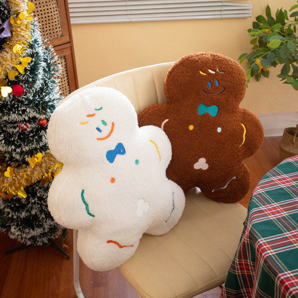 45CM Pepparkaksgubbe-kudde Mjuk plyschdocka Leksaker till jul Vit one size White one size