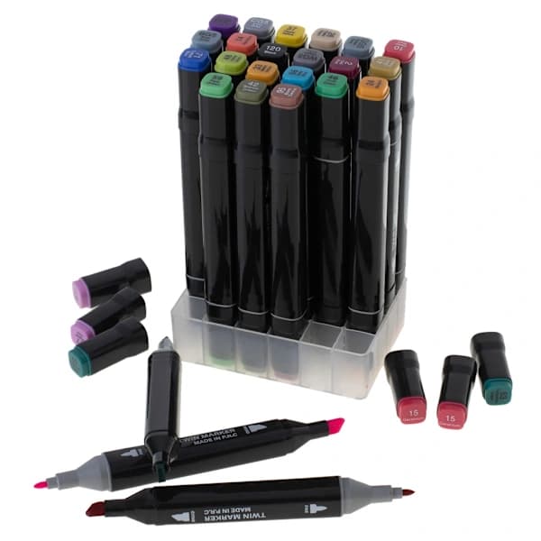 Alcohol-Based Double-Sided Marker Pens – 24-Pack