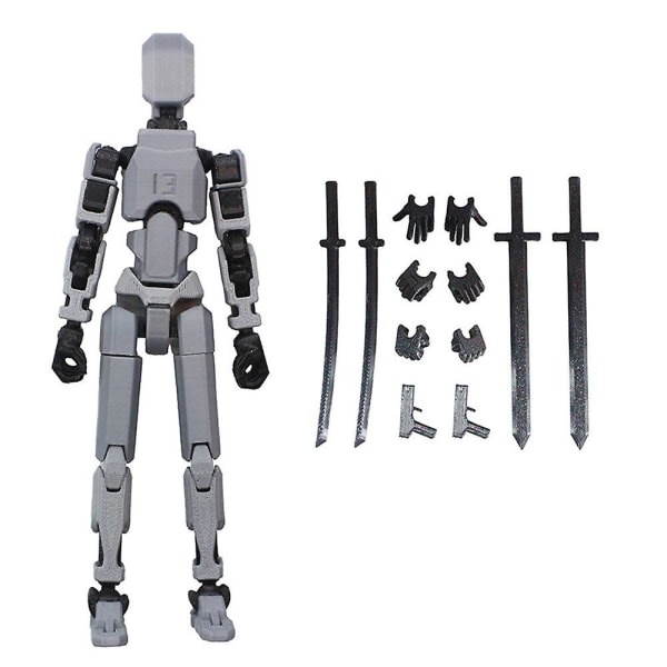 T13 Actionfigur, Titan 13 Actionfigur, Robot Actionfigur, 3D-tryckt Action NYHET Svart Grå