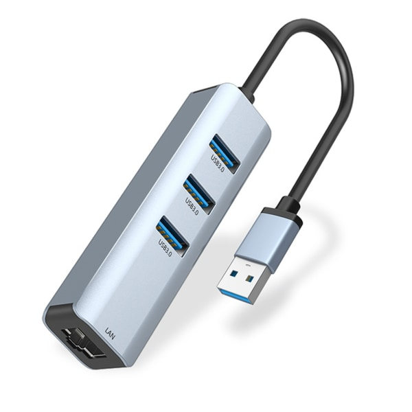 USB Ethernet-adapter med USB 3.0 Hub 3-ports USB Hub, USB-delare för höghastighetsdataöverföring för bärbar dator, mobil hårddisk