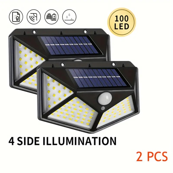 1/2/4/6/8 stk LED Lyskilde Bevægelsessensor Vægslampe, Udendørs Vandafvisende, Solcelle Vægslampe Til Have Græsplæne Terrasse Havegård Hegn Indkørsel 2pcs