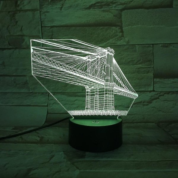 Manhattan Bridge 3D LED Yövalo Makuuhuoneen Pöytälamppu Väri Vaihtuu
