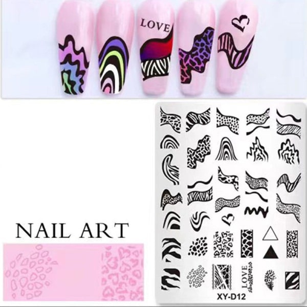 Nagelkonst stämpelplåtar Bild stämpel Mall Blomma Grid Charm A6