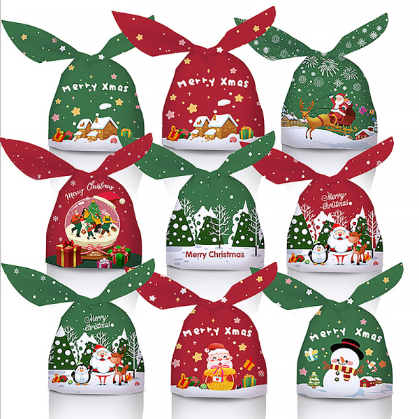 50 st Öron Jul Godispåsar Plast Tecknad Santa Claus Snowman F