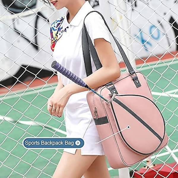 Tennis axelväska, nylon tennisrackethållare med stor kapacitet Ryggsäck Bärbar vattentät sportbadmintonracket (rosa)