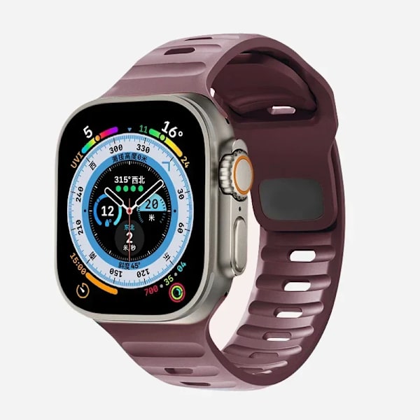 Silikonrem för Apple Watch Band 49mm 44mm 45mm 40mm 41mm 42mm 38mm Ultra 2 Sport Armband iwatch Series 9 8 7 6 5 s wine red