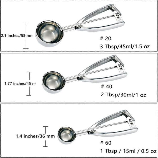 Iskrem Scoop Sett - Liten/1 scoop, Medium/2 scoops, Stor/3 scoops