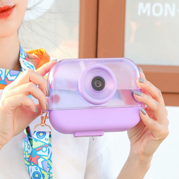 Söta vattenflaskor med sugrör för kreativa Kawaii-kameror Design Halmkopp BPA Blue