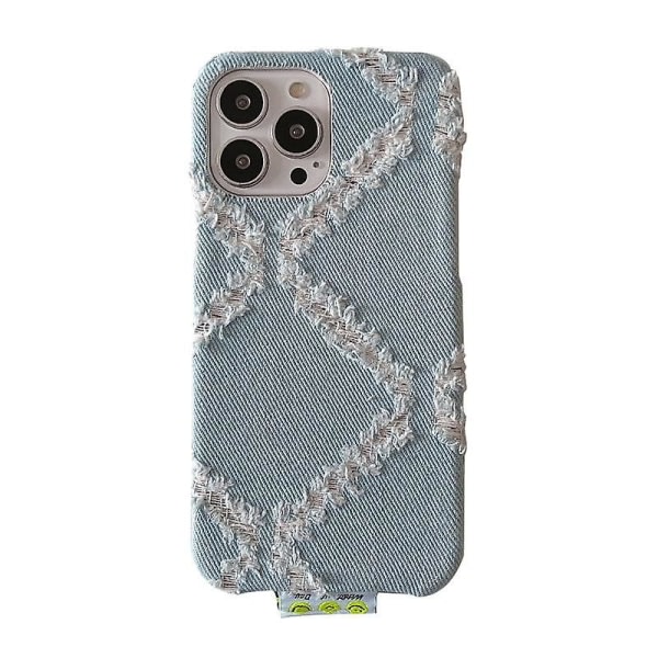 För iPhone 14 Diamond Pattern Denim telefondeksel (lyseblå)