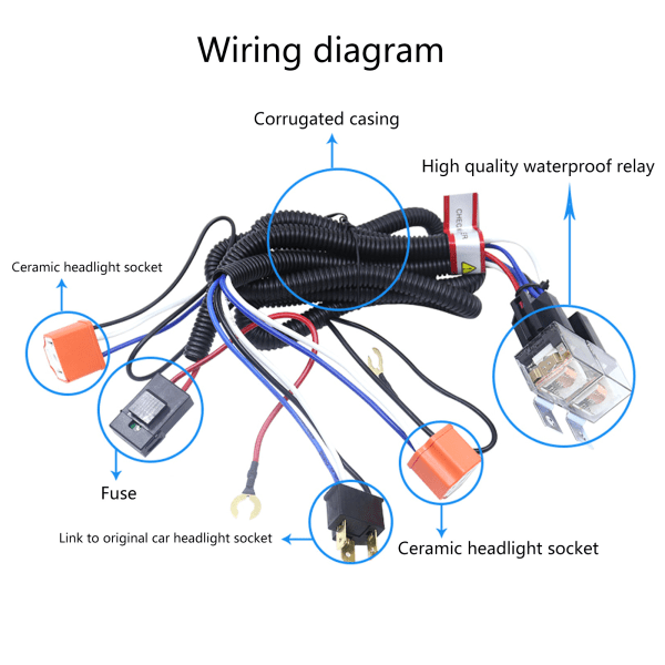 Bilforlygte H4 Halogenpære Brightener Relæ Ledningsnet 12V/24V Modifikation Pære Fatning Orange 24V