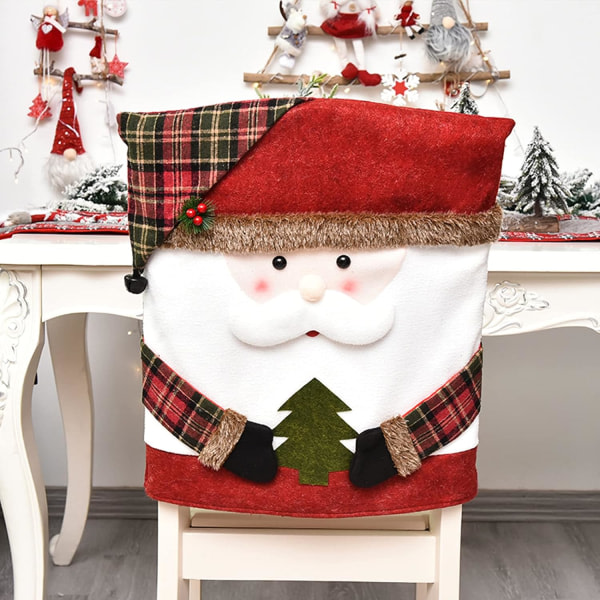 Set med 2 julstolar baköverdrag Jultomten Snowman Cover för julen Heminredning Kök(C)