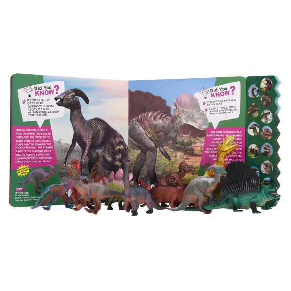 Dinosaurieljudbok för barn 12 sorters realistiska vrån Interaktiva pedagogiska tidig inlärning Ljudbok med ljusa färger