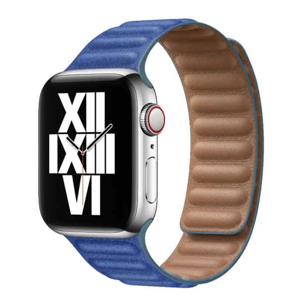 Läderrem för Apple Watch Band 45mm 41mm 44mm 40mm Original Magnetic Loop Link Armband iWatch Ultar2 49mm 9 8 7 6 SE 3 42mm Midnight blue