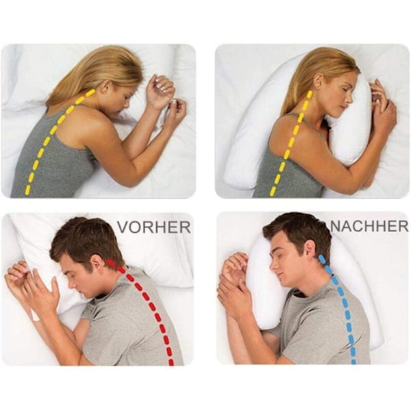 U-formet Anti-Snorkepute for Sidesovere, Nakkestøtte, Reisepute, Hvit