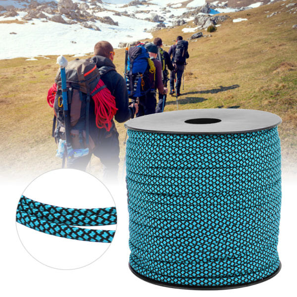 50M 4MM Paksu 7-ydininen Paracord Pelastus Solmu Lanyard Leirintäköysi Ulkoilma Rannekkeen Kudontaan Sininen Musta