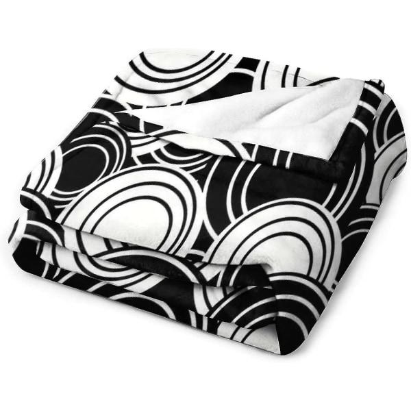 Moderne Abstrakt Geometrisk Bølgeformet Sirkel Fleece Teppe Lettvekt Myk Koselig Sofa Stue Heltårs 50x40in 125x100cm