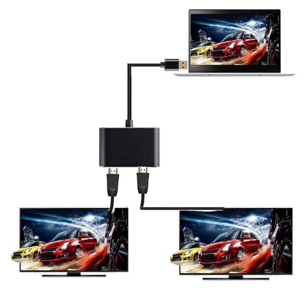3-i-1 USB-dockningsstation Hub 5 Gbps-adapter USB 3.0 till dubbla HDMI-kompatibla omvandlare för telefon TV-multiport videoadapter
