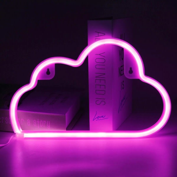 Rosa molnljus neonlys neonskyltar, batteridrevet og USB