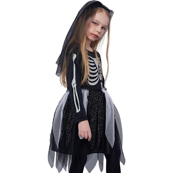 Halloween kostume Dødedag, Dia de los Muertos kjole, kostume brud la Catrina, skelet kostume til børn kvinder kvinder Black girls 7-8 Years