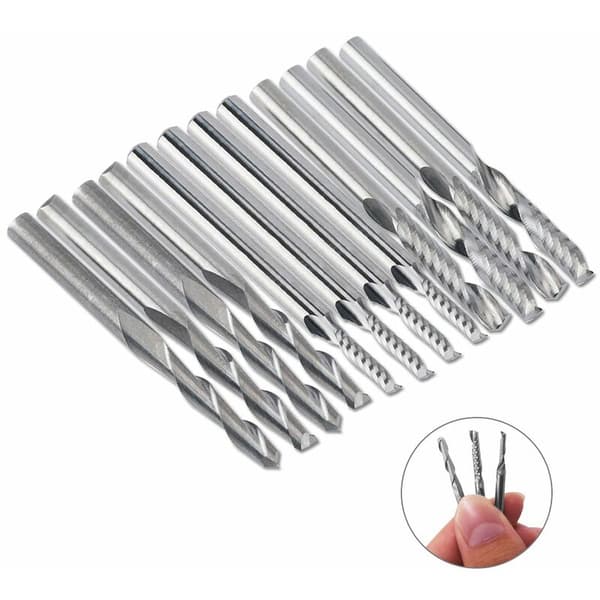 12 stk. Wolframkarbid Endefresersett 4 stk. 1/8 "