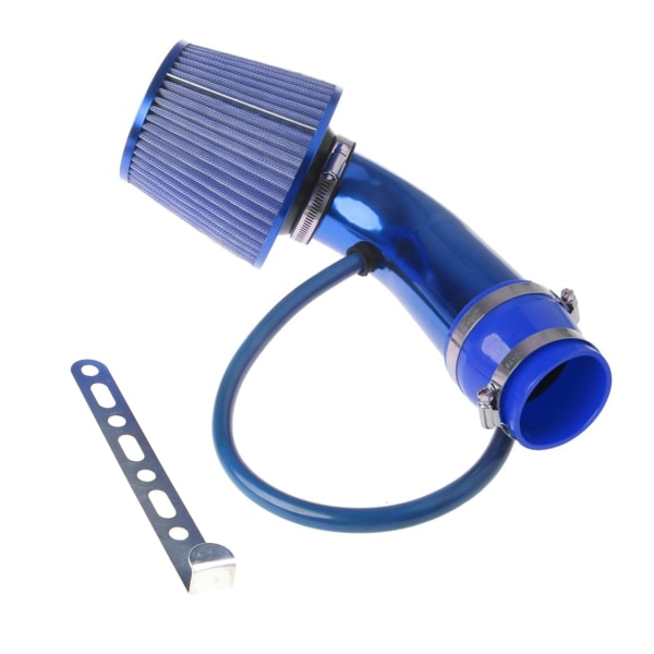 76mm Indsugningsrör Bil Kall Intag Filter Induktionsrör Power Flow Slang System Kit Blå