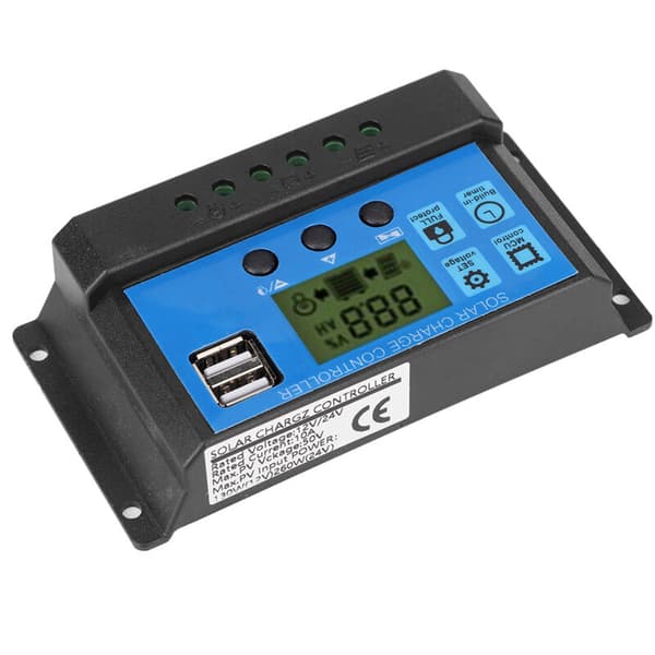 Jeffergarden Intelligent Fotovoltaisk Solcelle Opladningscontroller 12V 24V PWM Auto Solcellepanel Regulator Tilbehør 10A
