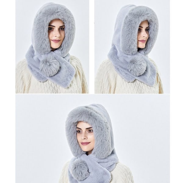 Vinter Päls Mössa Halsduk Set Vindtät mössa grey
