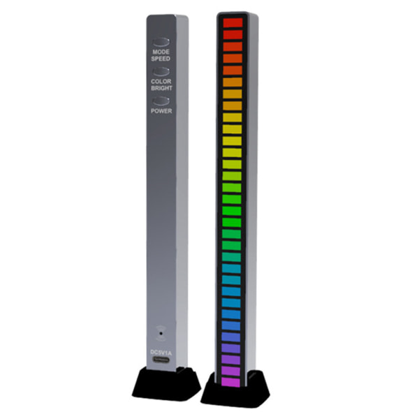 RGB-musikdisplayljus Färgglad lampe skaber bh-stemning, atmosfæreljus for lille prydnad på bilens dekoration Sølv med app USB