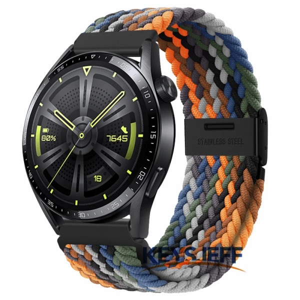 22 mm nylon Kompatibel med Galaxy Watch 3 45 mm/ Watch 46 mm, Gear S3 Frontier/Classic , Huawei Watch GT 3 46 mm flettet rem 5
