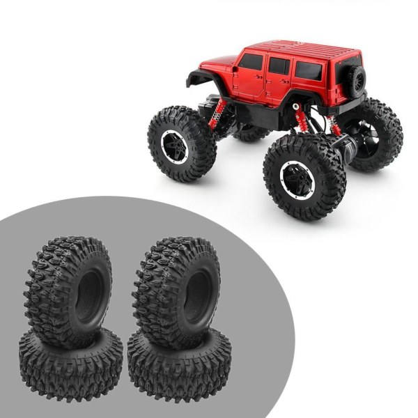 4X RC gummihjul og dekk for 1/10 Axial SCX10 90046 90047 Svart 108mm
