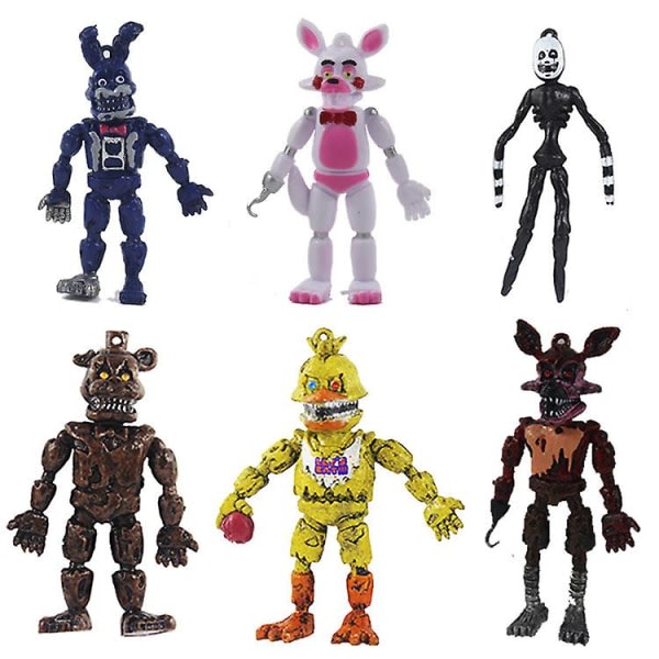 5 kpl Five Nights at Freddys Action Figures -lelu Security Breach -sarja Glamrock Foxy Bonnie Fazbear Pvc-nukke Fnaf lapselle lahjaksi 6 kpl B