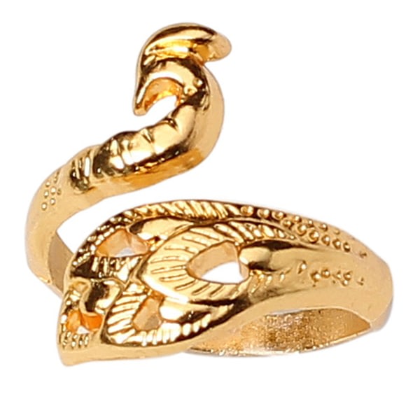 Handstickning Loop Virkad Ring för Creative Peacock Form Öppen Ring Par Ring Guld