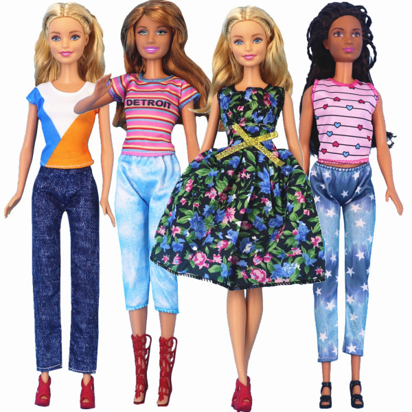 Barbie modekläder, 10 stycken, 10 docktillbehör, för