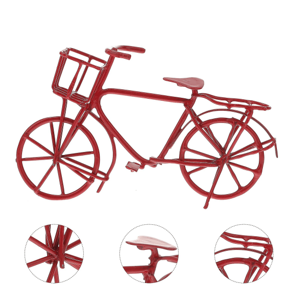 Fingercykel Miniatyrdocka Sykkel Leke Mini Sykler Leke Dukkehustilbehør (8,2x4,5cm, rød)